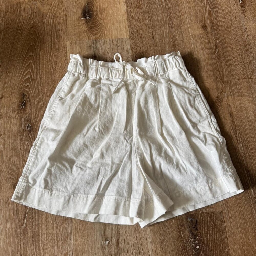 Uniqlo White Women's Linen-Cotton Shorts Pants Size S‎